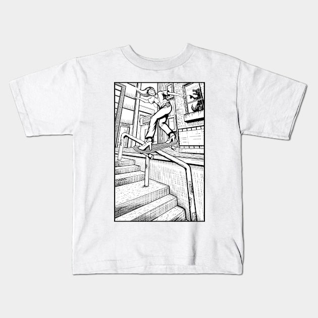 Backside Lipslide in High Heels Kids T-Shirt by Octomanart